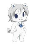  anime anthro balls blue_eyes cartoon cat feline granite_(jewelpets) inubashiri jewelpets jewelpets_(series) jewelry lion looking_at_viewer male mammal penis solo uncut white_lion 