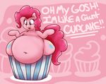  belly big_belly cutie_mark earth_pony english_text equine female friendship_is_magic fur graphene hair hooves horse long_hair mammal my_little_pony open_mouth overweight pink_hair pinkie_pie_(mlp) pony simple_background smile solo text tongue 