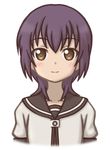  black_hair brown_eyes dress funami_yui mugen_ouka nanamori_school_uniform sailor_dress school_uniform serafuku short_hair solo yuru_yuri 