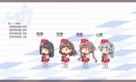  arashio_(kantai_collection) asagumo_(kantai_collection) asashio_(kantai_collection) black_hair bow brown_hair character_name chibi clarinet garrison_cap grey_hair hair_bow hat instrument isometric kantai_collection long_hair marching_band multiple_girls nakaaki_masashi ponytail twintails yamagumo_(kantai_collection) 