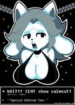  breasts canine cat cleavage clothed clothing dog dongitos english_text feline fur mammal solo swimsuit temmie_(undertale) text undertale video_games white_fur 