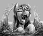  2015 equine female fluttershy_(mlp) friendship_is_magic mammal monochrome my_little_pony open_mouth pegasus solo tsitra360 water wings 
