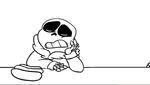  1ightsen animated food hot_dog low_res monochrome papyrus_(undertale) sans_(undertale) undertale video_games yelling 