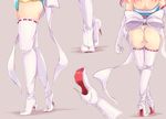  alternate_costume ass back back_bow backless_outfit between_buttocks boots bow commentary_request crossed_legs death_angel_komachi elbow_gloves from_behind gloves grey_background head_out_of_frame high_heel_boots high_heels highleg highleg_leotard highres ichirino_minagi large_bow leg_up leotard multiple_views obi onozuka_komachi pose red_hair ribbon-trimmed_footwear ribbon-trimmed_gloves ribbon_trim sash shiny shiny_skin shoe_soles shoulder_blades simple_background standing stiletto_heels tabi tabi_boots thigh_boots thighhighs thighs touhou watson_cross wedgie white_bow white_footwear white_gloves 