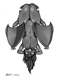  2015 anthro anthrofied bat_pony breasts equine female flutterbat_(mlp) fluttershy_(mlp) friendship_is_magic greyscale grispinne hair hands_behind_head hanging_breasts hi_res looking_at_viewer mammal monochrome murderousart my_little_pony navel nipples nude pussy solo upside_down wings 