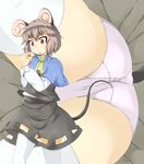  animal_ears ass from_below highres mepikari mouse_ears mouse_tail nazrin open_mouth panties red_eyes short_hair skirt solo tail thighhighs touhou underwear white_legwear white_panties 