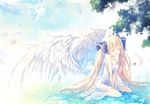  angel angel_wings bad_id bad_pixiv_id blonde_hair closed_eyes long_hair original smile solo twintails very_long_hair wings yamadori_yoshitomo 