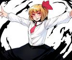  absurdres anchors blonde_hair blush dark genderswap genderswap_(ftm) hair_ribbon highres male_focus necktie open_mouth outstretched_arms red_eyes ribbon rumia solo touhou 