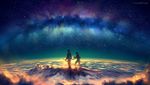  1girl mountain night night_sky observatory_dome original scenery sky star_(sky) starry_sky wenqing_yan 