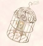  birdcage blue_hair bow cage cat_tail dress frederica_bernkastel gigi long_hair ribbon solo tail umineko_no_naku_koro_ni white_background 