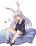 animal_ears bad_id bad_pixiv_id blazer bunny_ears jacket lavender_hair long_hair necktie red_eyes reisen_udongein_inaba solo thighhighs touhou yy 