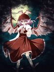  animal_ears dress flying full_moon hat kurageu legs long_sleeves moon mystia_lorelei open_mouth outstretched_arm outstretched_hand pink_eyes pink_hair shoes short_hair smile solo touhou winged_shoes wings 