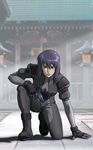  absurdres artist_request bodysuit ghost_in_the_shell gun highres kusanagi_motoko purple_hair solo weapon 