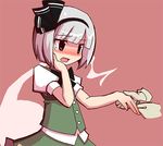  blush disembodied_limb grey_hair hand_on_own_cheek hand_on_own_face hands hitodama houroku jewelry konpaku_youmu konpaku_youmu_(ghost) proposal putting_on_jewelry ring solo_focus touhou 