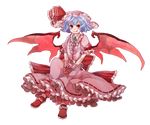  bad_id bad_pixiv_id bat_wings blue_hair blush chachi_(azuzu) full_body gloves hat highres looking_at_viewer puffy_short_sleeves puffy_sleeves red_eyes remilia_scarlet shoes short_hair short_sleeves solo spikes touhou transparent_background vampire wings 