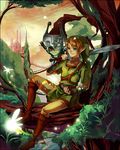  1girl blonde_hair blue_eyes fairy imp link midna muse_(rainforest) nature pointy_ears red_eyes sword the_legend_of_zelda the_legend_of_zelda:_twilight_princess weapon 
