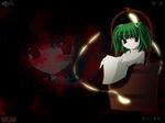  bucket dark green_eyes green_hair hair_bobbles hair_ornament in_bucket in_container kisume short_twintails side_b touhou twintails 
