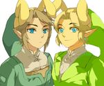  animal_ears animal_hood blonde_hair blue_eyes bunny_ears bunny_hood hat hood link lowres male_focus multiple_boys muse_(rainforest) pointy_ears the_legend_of_zelda 