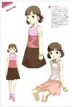  absurdres artbook brown_eyes brown_hair chemise child concept_art doujima_nanako dress highres official_art persona persona_4 scan skirt soejima_shigenori twintails 