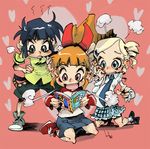  akazutsumi_momoko black_eyes blonde_hair blue_eyes blue_hair book goutokuji_miyako hair_ribbon hirano_masanori matsubara_kaoru multiple_girls necktie orange_hair pornography powerpuff_girls_z red_eyes ribbon steam 