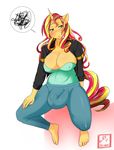  anthro big_breasts breasts bulge cleavage clothed clothing dickgirl equestria_girls equine erect_nipples horn intersex mammal my_little_pony nipple_bulge nipples rirouku solo sunset_shimmer_(eg) unicorn 