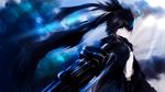  bad_id bad_pixiv_id belt bikini_top black_bikini_top black_hair black_rock_shooter black_rock_shooter_(character) burning_eye hair_over_one_eye highres k.syo.e+ long_hair solo twintails 