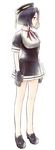  adapted_costume artist_name bare_legs black_gloves gloves kantai_collection loafers mechanical_halo purple_hair ribbon shoes short_hair short_sleeves signature skirt solo standing suzume_yuu tatsuta_(kantai_collection) 