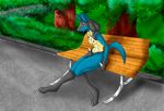  anthro bench black_fur black_nose blue_fur breasts canine female fingering fur lucario mammal masturbation nintendo niples nude outside park plant pok&eacute;mon pussy red_eyes seat sitting skydog solo spikes video_games voyeur wet 