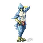  abs athletic avian beak bird bulge claws clothing feathers hi_res jockstrap leather looking_at_viewer male pinup pose rubber scritt solo suggestive suggestive_pose talons underwear 