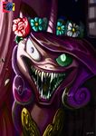  2013 absurd_res changeling close-up creepy fangs female flowers_crown friendship_is_magic green_eyes hi_res jowybean my_little_pony nightmare_fuel princess_cadance_(mlp) queen_chrysalis_(mlp) saliva sharp_teeth slit_pupils solo teeth 