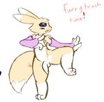  action_pose anthro arm_sleeves armwear balls barefoot canine cub digimon english_text eternallytardy flaccid flat_colors fluffy_tail fox front_view long_foreskin looking_away male mammal mostly_nude open_mouth penis renamon solo standing_on_one_foot text uncut young 