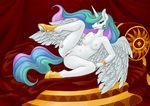  2015 anthro anthrofied anus areola bed breasts clothing eosphorae equine feathered_wings feathers female footwear friendship_is_magic hair horn lying mammal multicolored_hair my_little_pony navel nipples on_back on_bed pillow princess_celestia_(mlp) pussy shoes solo spread_legs spreading underhoof winged_unicorn wings 