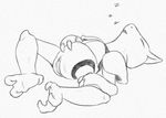  2015 abra eyes_closed female feral lying mammal monochrome nintendo open_mouth pok&eacute;mon pussy simple_background sleeping solo traditional_media_(artwork) video_games white_background yaroul 