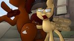  anal angry backsack balls dialogue duo earth_pony equine female fisting hi_res horse looking_at_viewer male male/female mammal marsminer my_little_pony pluto pony 