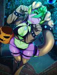  2015 anthro anthrofied avante92 breasts clothed clothing collar costume crossgender dragon fangs female friendship_is_magic green_hair hair halloween hi_res holidays legwear my_little_pony scalie solo spike_(mlp) tongue tongue_out underwear 