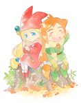  1girl agahari blonde_hair blue_eyes closed_eyes hat highres long_hair narcia orange_hair pietro_pakapuka popolocrois staff traditional_media white_legwear 