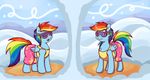  blue_feathers blue_fur clothed clothing equine eyewear feathers female friendship_is_magic fur graphene hair hooves horn horse long_hair mammal multicolored_hair my_little_pony open_mouth pegasus pony rainbow_dash_(mlp) rainbow_hair slightly_chubby smile snow solo sunglass wings 