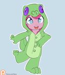  2015 alasou anthro anthrofied blue_eyes chibi clothing earth_pony equine female friendship_is_magic hair hi_res horse mammal my_little_pony onesie open_mouth pajamas patreon pink_hair pinkie_pie_(mlp) pony simple_background solo wide_eyed 