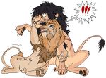  balls blue_eyes duo feline flirting iron_lyons_(artist) lion male male/male mammal translucent watermark 