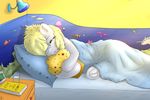  2015 bed bedroom blonde_hair derpy_hooves_(mlp) digital_media_(artwork) equine female feral friendship_is_magic fur grey_fur h3nger hair hi_res horse looking_at_viewer lying mammal my_little_pony pegasus pony smile solo tongue wings 