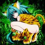  :o ahoge all_fours animal_costume animal_ears animal_print ankle_boots aqua_hair ass bad_id bad_twitter_id beads blue_eyes boots bottomless cham_cham claws gloves grass hair_beads hair_between_eyes hair_ornament inactive_account jungle long_hair low-tied_long_hair nature parted_lips paw_boots paw_gloves paws pon samurai_spirits snk solo squatting tail tiger_costume tiger_ears tiger_paws tiger_print tiger_stripes tiger_tail tree very_long_hair 