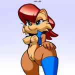  2015 anthro areola breasts chipmunk erect_nipples female mammal nipples pussy rodent sally_acorn solo sonic_(series) xylas 