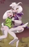  asriel_dreemurr blush bottomless butt censored clothed clothing duo half-dressed herm hi_res intersex male open_mouth penis selfcest square_crossover undertale video_games yellow_eyes 
