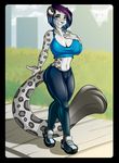  anthro big_breasts breasts cleavage clothed clothing feline female leopard llmixll looking_at_viewer mammal misha smile snow_leopard solo 