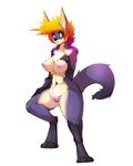  anthro breasts canine digitigrade female fox fur hair mammal multicolored_hair nude purple_fur pussy simple_background solo watsup white_background 
