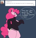  2015 anthro big_breasts breasts clothing earth_pony english_text equine fan_character female horse huge_breasts mammal my_little_pony pinkie_pie_(somescrub) pony slightly_chubby solo somescrub text thong 