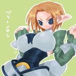  blue_eyes breasts commentary_request disgaea kyuusui_gakari large_breasts looking_at_viewer magic_knight_(disgaea) orange_hair pointy_ears short_hair solo 