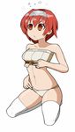  belt bra empty_eyes falcom_(choujigen_game_neptune) hair_ornament hairband navel neptune_(series) orange_eyes panties red_hair short_hair solo underwear 