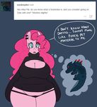  2015 anthro big_breasts breasts cleavage clothed clothing dragon earth_pony english_text equine female friendship_is_magic horse huge_breasts mammal my_little_pony pinkie_pie_(mlp) pony slightly_chubby solo somescrub text thong 