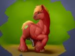  2015 animal_genitalia balls big_macintosh_(mlp) cutie_mark feral friendship_is_magic horsecock male my_little_pony penis precum solo wiredhooves 